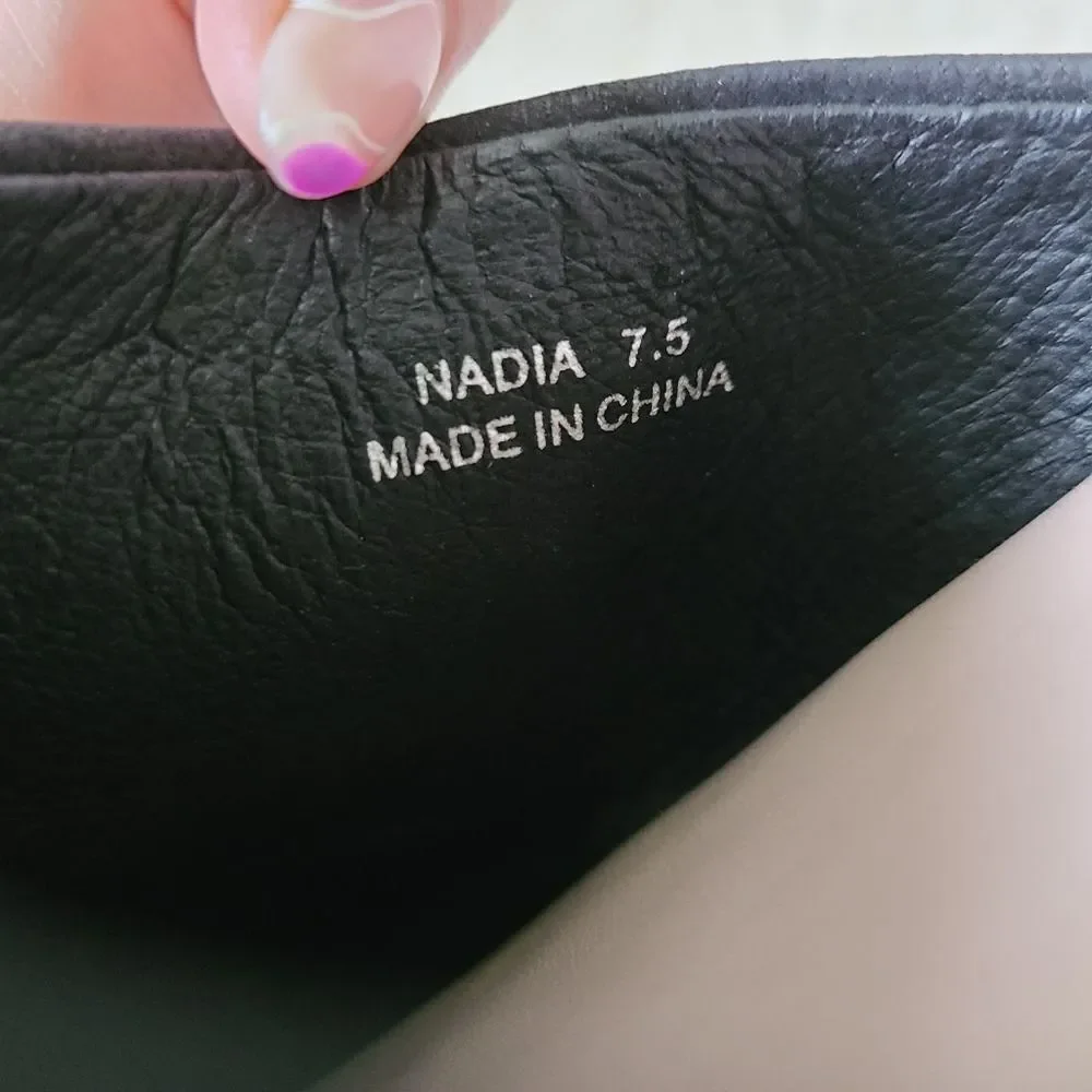M4DE Nadia‎ Black Leather D'orsay Flats Size 7.5